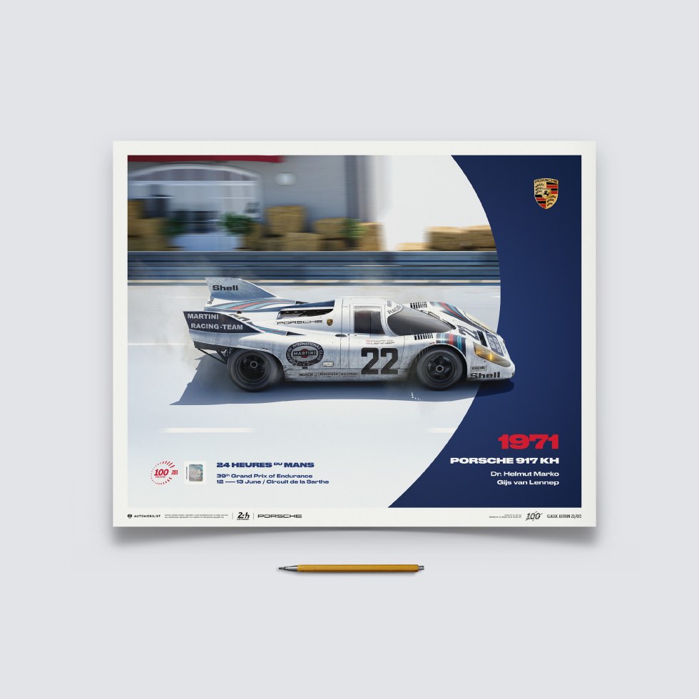 Automobilist Posters | Porsche 917 KH - 24h Le Mans - 100th Anniversary - 1971, Classic Edition, 40 x 50 cm - Plakáty Limited Edition