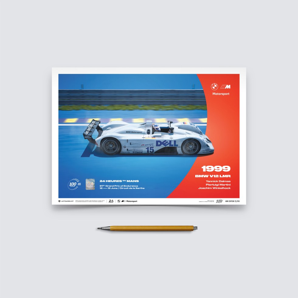 Automobilist Posters | BMW V12 LMR - 24h Le Mans - 100th Anniversary - 1999, Mini Edition, 21 x 30 cm - Plakáty Limited Edition