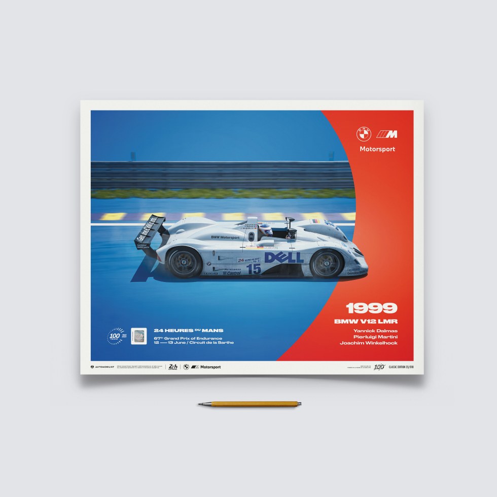Automobilist Posters | BMW V12 LMR - 24h Le Mans - 100th Anniversary - 1999, Classic Edition, 40 x 50 cm