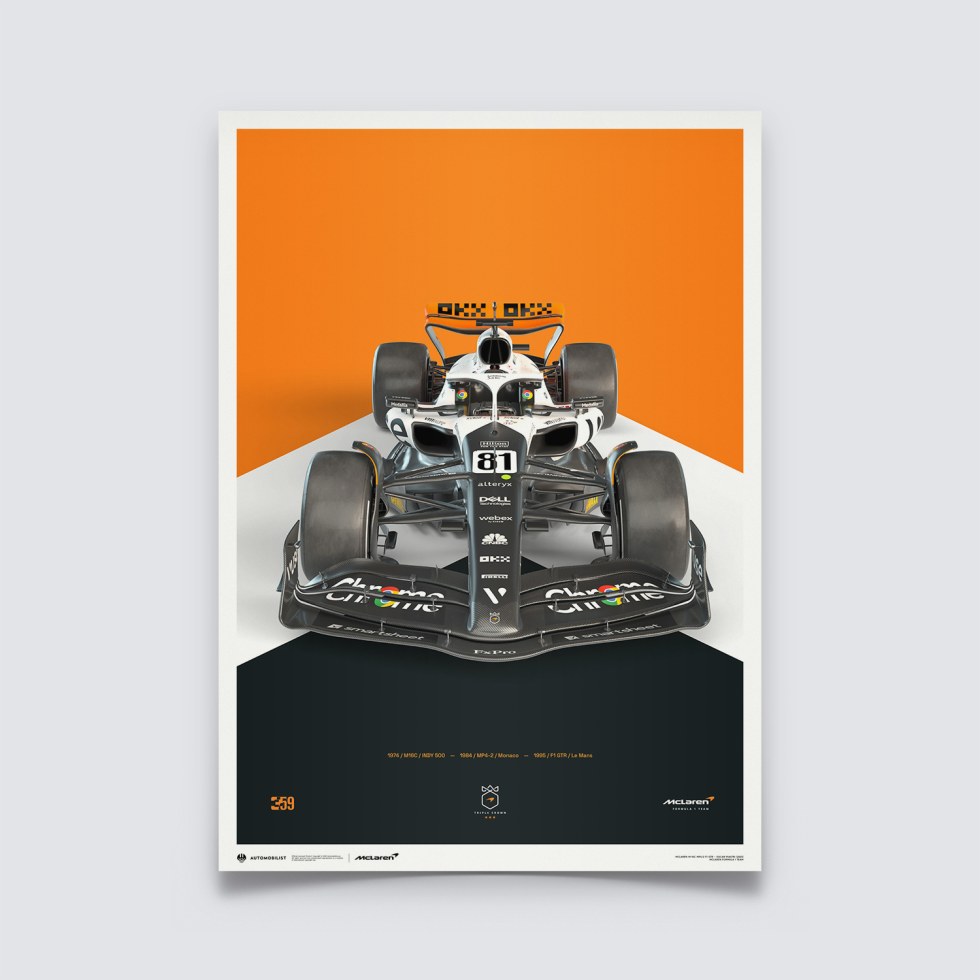 Automobilist Posters | McLaren Formula 1 Team - Oscar Piastri - The Triple Crown Livery - 60th Anniversary - 2023, Large, 50 x 70 cm - Plakáty