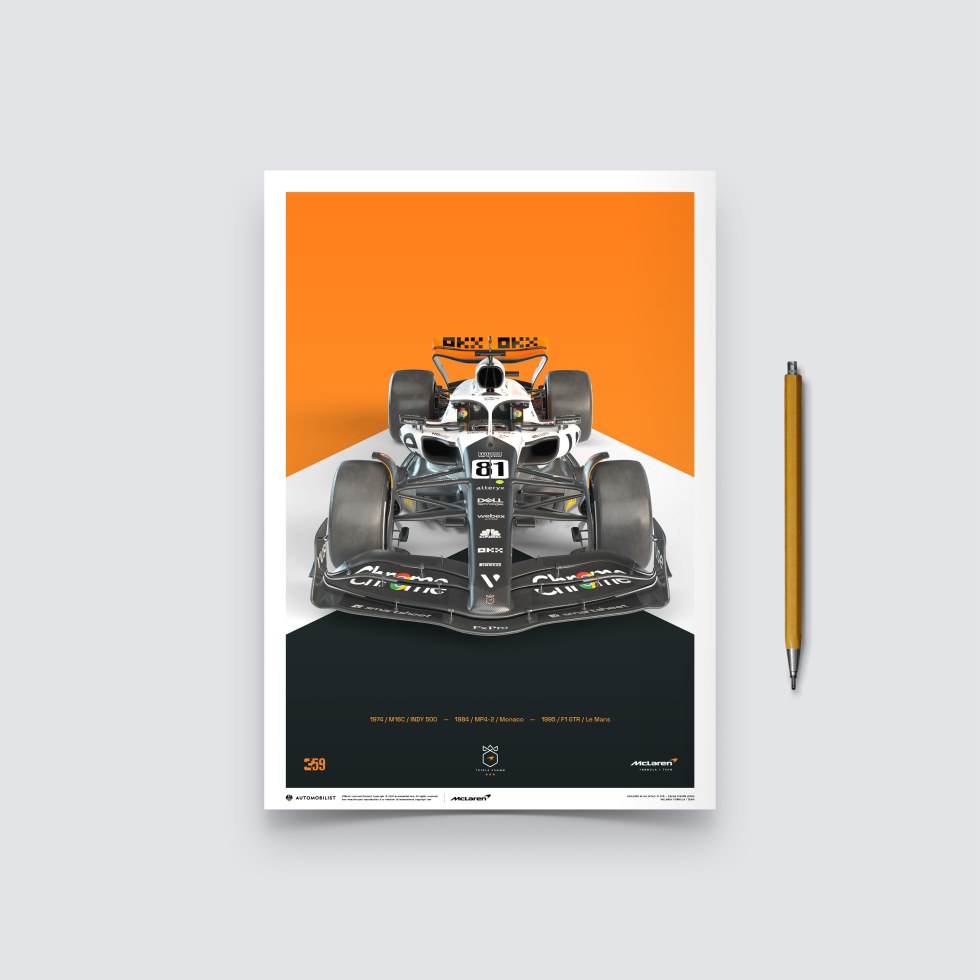 Automobilist Posters | McLaren Formula 1 Team - Oscar Piastri - The Triple Crown Livery - 60th Anniversary - 2023, Small, 21 x 30 cm - Plakáty
