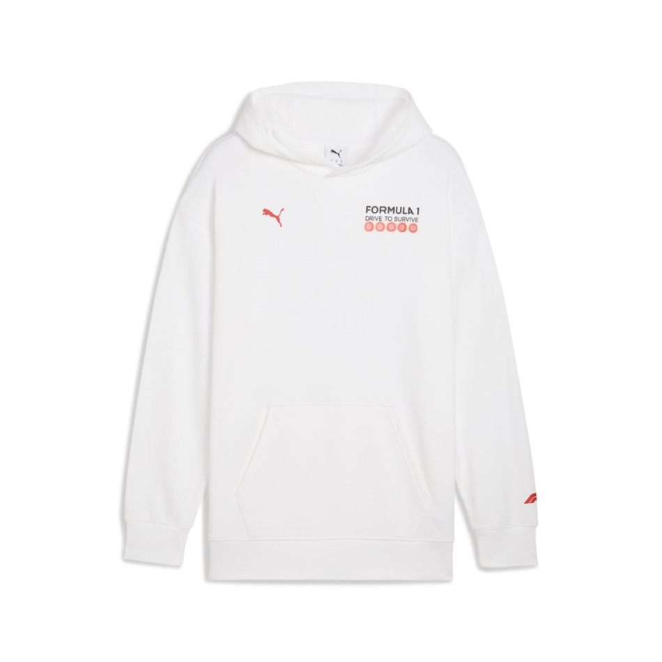 Formule 1 pánská mikina s&nbsp;kapucí DTS Relaxed white F1 Team 2025 - Formule 1 mikiny, bundy