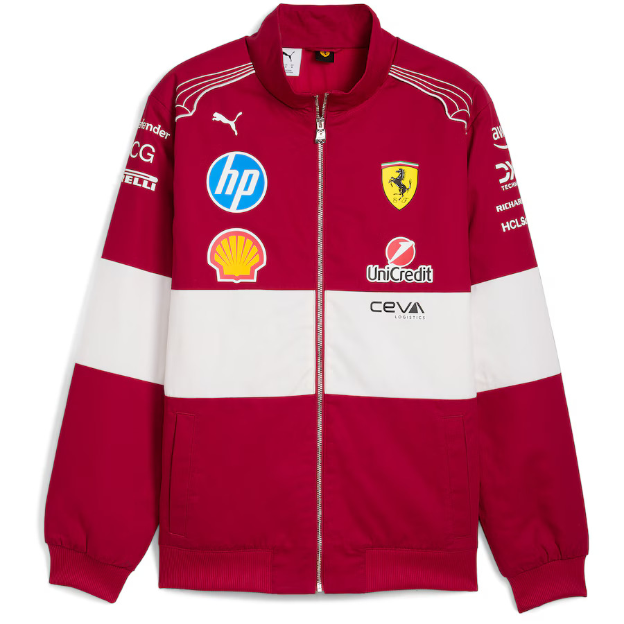 Ferrari F1 2025 týmová Vintage závodní bunda červená Ferrari F1 2025 týmová Vintage závodní bunda červená - Ferrari pánské bundy