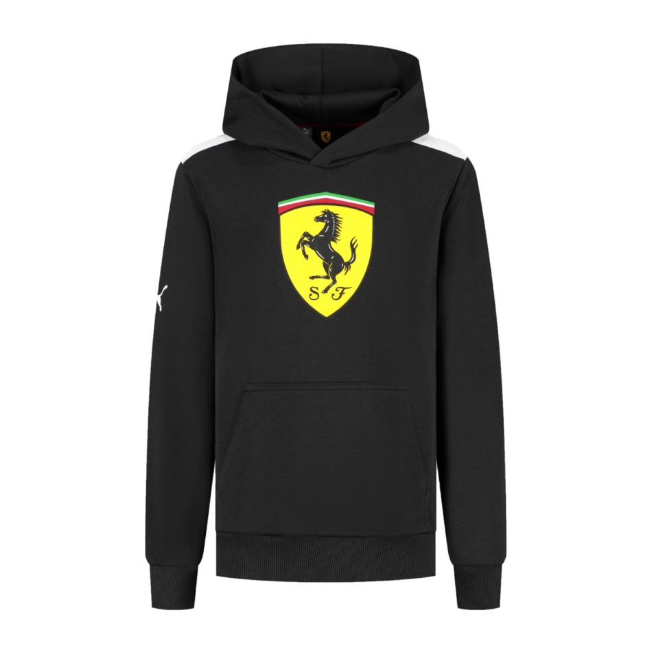 Ferrari dětská mikina s&nbsp;kapucí Shield black F1 Team 2025 - Dětské