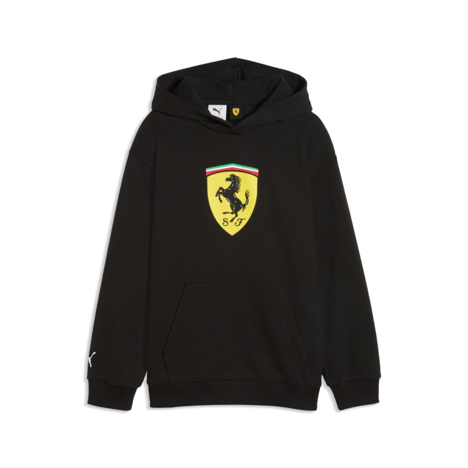 Ferrari dětská mikina s&nbsp;kapucí Large Logo black F1 Team 2026 - Ferrari dětské oblečení