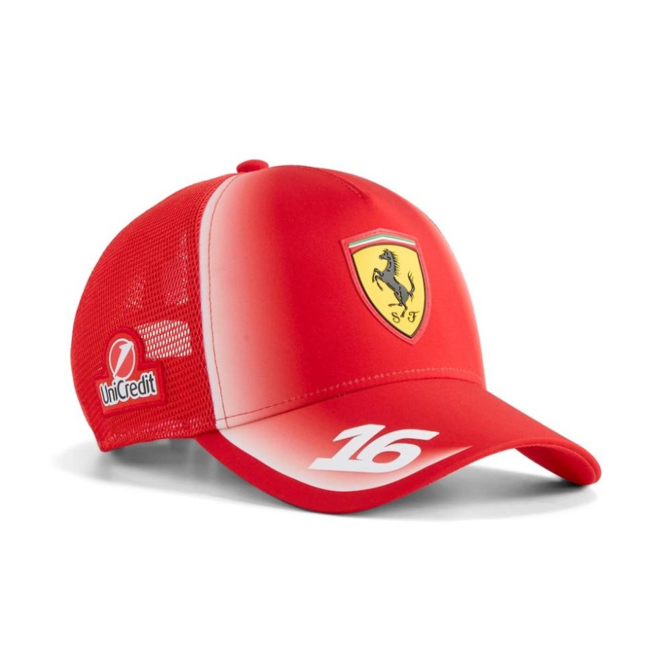 Ferrari F1 2026 týmová Trucker kšiltovka Charles Leclerc #16 - červená - Ferrari kšiltovky