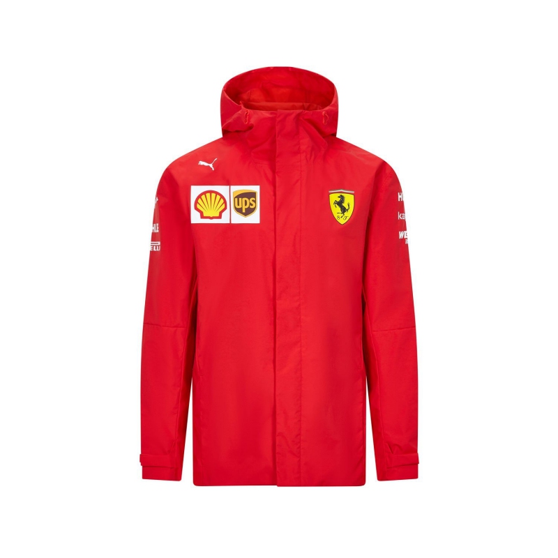 Ferrari pánská bunda s&nbsp;kapucí rain red F1 Team 2020 - Ferrari mikiny, bundy