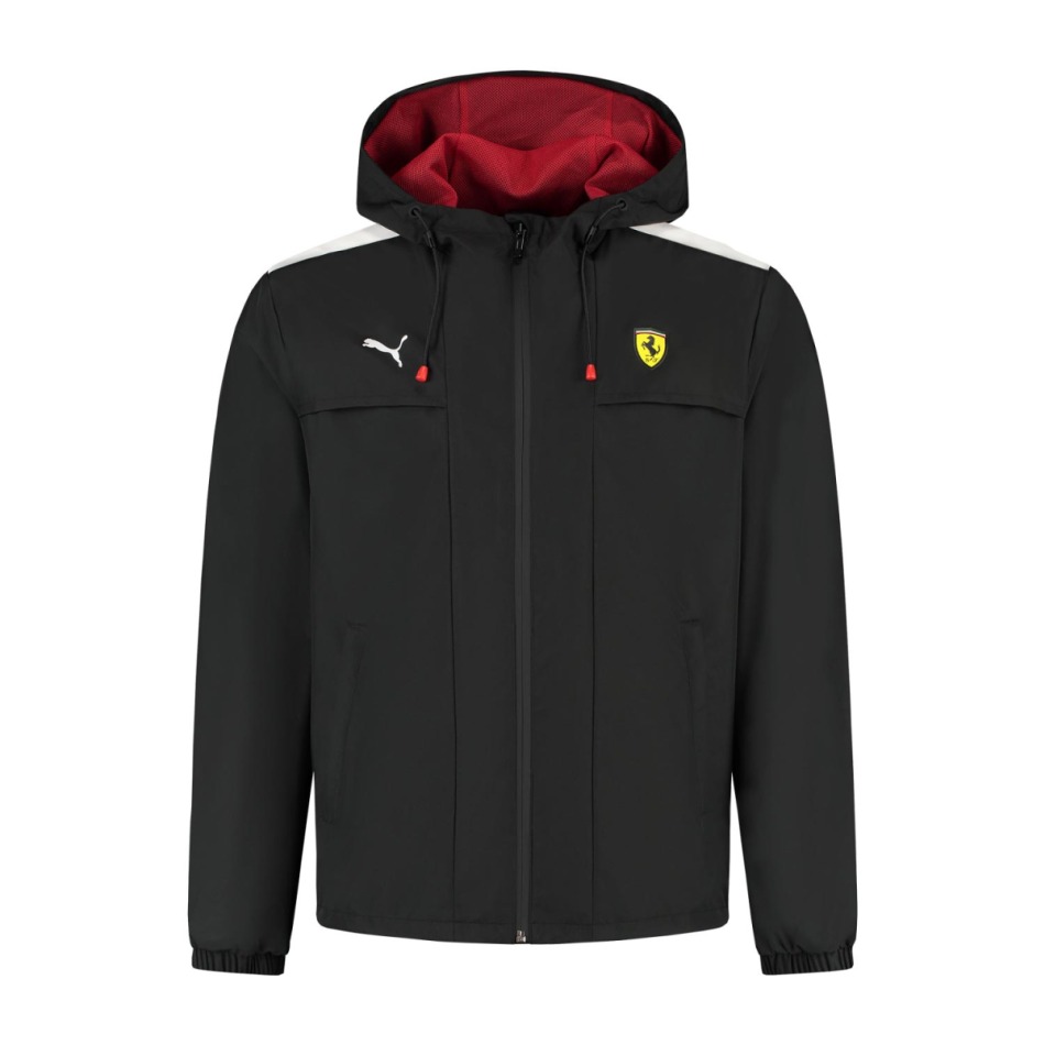 Ferrari pánská bunda s&nbsp;kapucí Rain black F1 Team 2025 - Pánské mikiny, bundy