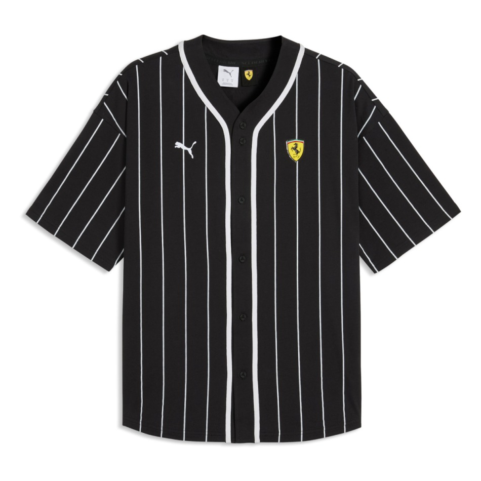 Ferrari pánská košile baseball black and white F1 Team 2026 - Pánské trička, polo trička, košile