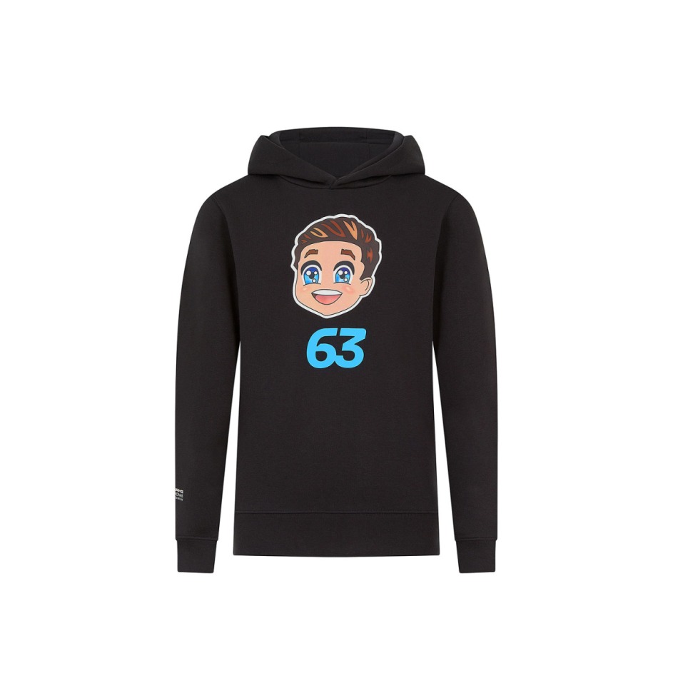 Mercedes AMG Petronas dětská mikina s&nbsp;kapucí Caricature Graphic black George Russell F1 Team 2024 - Mercedes AMG dětské oblečení