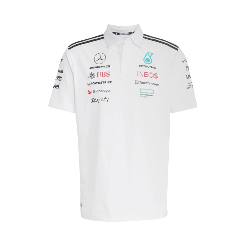 Mercedes AMG Petronas pánské polo tričko white official Teamline Replica F1 Team 2025 - Mercedes AMG trička, polo trička, košile