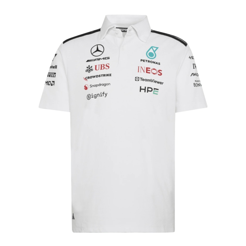 Mercedes AMG Petronas pánské polo tričko white official Teamline Replica F1 Team 2026 - Mercedes AMG trička, polo trička, košile