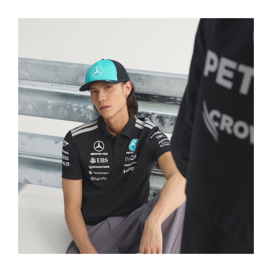 Mercedes AMG Petronas pánské polo tričko black official Teamline Replica F1 Team 2026