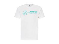 Mercedes AMG Petronas F1 2026 pánské tričko DNA s&nbsp;velkým logem bílé