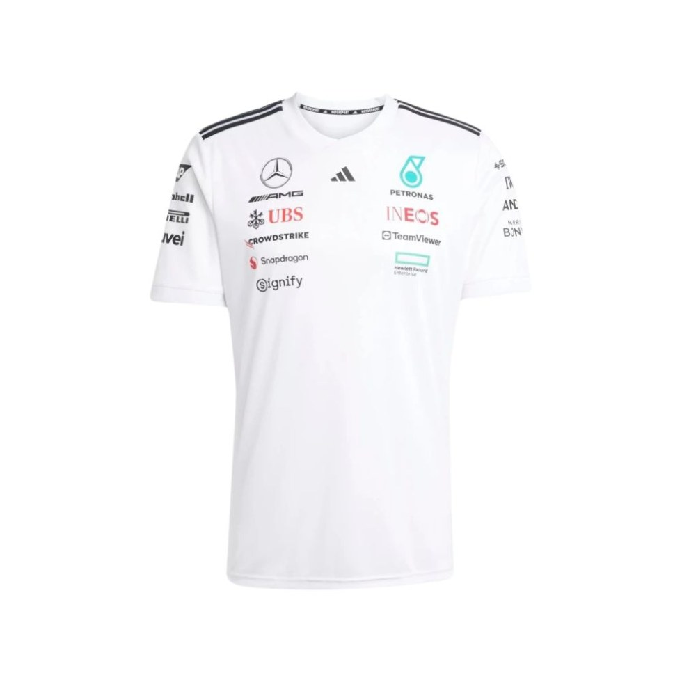 Mercedes AMG Petronas F1 2025 Driver pánské týmové tričko bílé Mercedes AMG Petronas F1 2025 Driver pánské týmové tričko bílé - Mercedes AMG trička