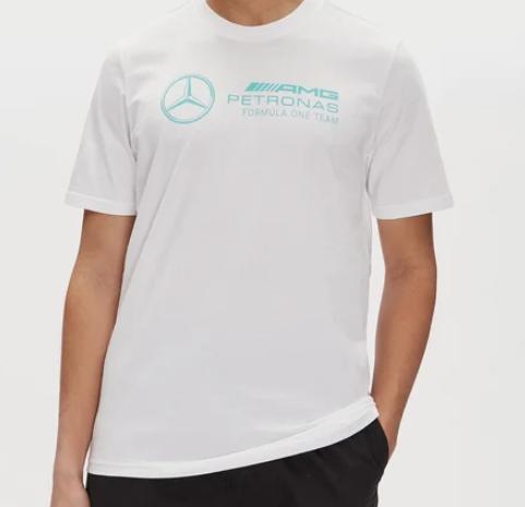 Mercedes AMG Petronas F1 2026 pánské tričko DNA s&nbsp;velkým logem bílé - Mercedes AMG pánská trička