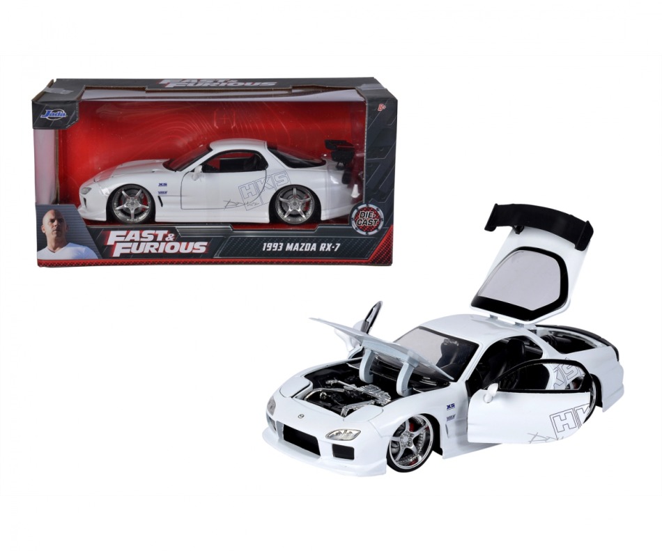 Model Rychle a&nbsp;Zběsile Mazda RX-7 White 1:24 - Modely aut a&nbsp;motorek
