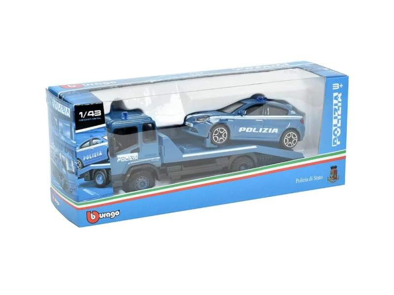 Modely aut a&nbsp;motorek model 1/43 Alfa Romeo Giulietta Polizia with a&nbsp;transport vehicle - Modely aut a&nbsp;motorek