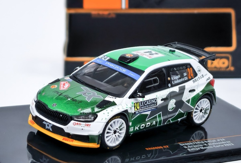 Modely aut a&nbsp;motorek model 1/43 Škoda Fabia Rally2 n.24 N.Gryazin -K.Aleksandrov Rally Monte Carlo 2023 - Modely aut a&nbsp;motorek