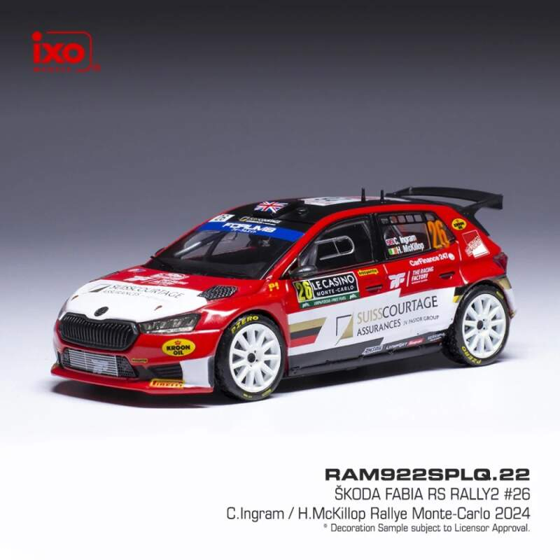 Model IXO Škoda Fabia Rally2 2024 N.26 C. Ingram - Rally Monte Carlo 1:43