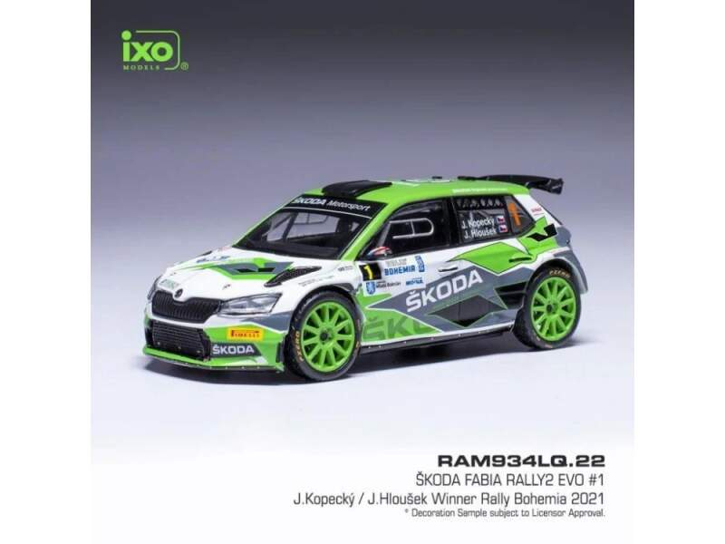 Model IXO Škoda Fabia Rally2 EVO - Rally Bohemia 2021 #1 Kopecký 1:43