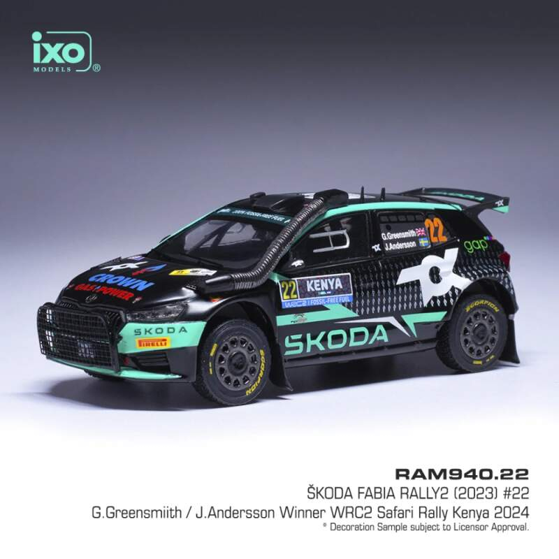 Model IXO Škoda Fabia Rally2 #22 Greensmith/Andersson WRC Safari Rallye Kenia 2024 1:43 - Modely aut a&nbsp;motorek