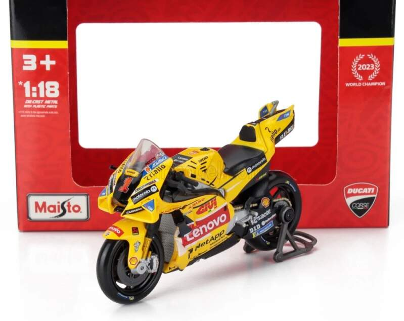 Model Ducati MotoGP GP23 - Francesco Bagnaia #1 1:18 - Misano SE - Modely aut a&nbsp;motorek