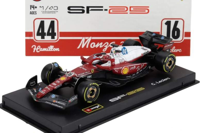 Modely aut a motorek model 1/43 Scuderia Ferrari SF-25 Charles Leclerc #16 Monza 2025 Signature