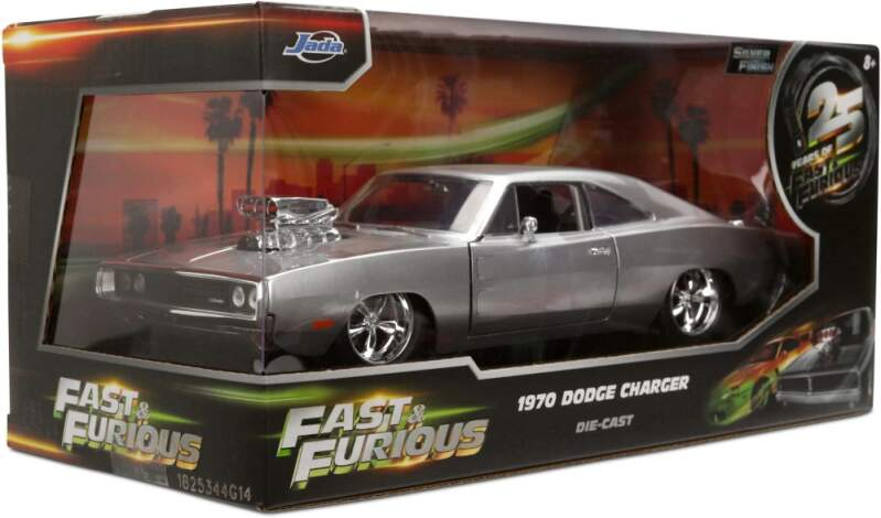 Model Rychle a&nbsp;Zběsile 1970 Dodge Charger R/T F&F stříbrný 25 anniversary edition 1:24 - Modely aut a&nbsp;motorek