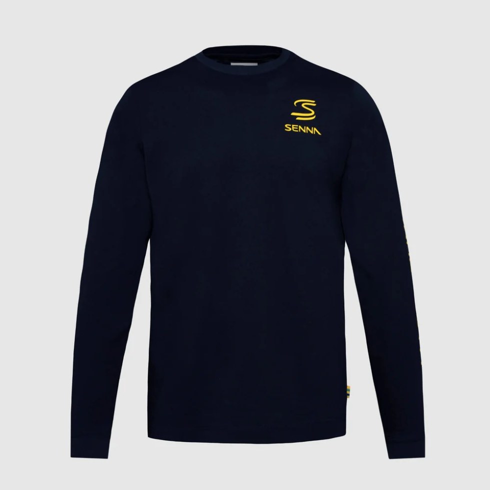 Ayrton Senna pánské tričko s dlouhým rukávem modré - Ayrton Senna pánská trička