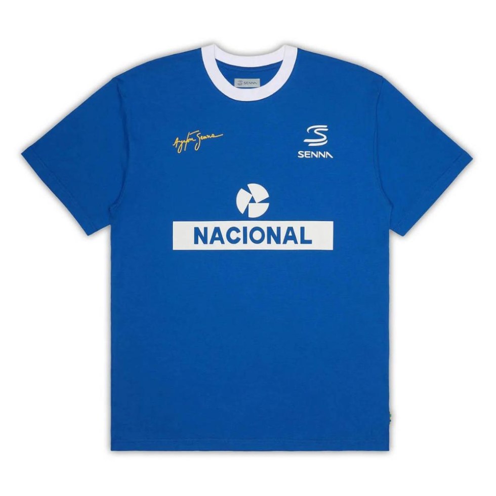 Ayrton Senna Nacional Ringer pánské tričko modré - Ayrton Senna pánská trička
