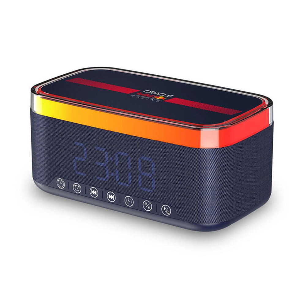 Oracle Red Bull Racing – Bluetooth budík s&nbsp;reproduktorem 10W, FM, USB & bezdrátovým nabíjením