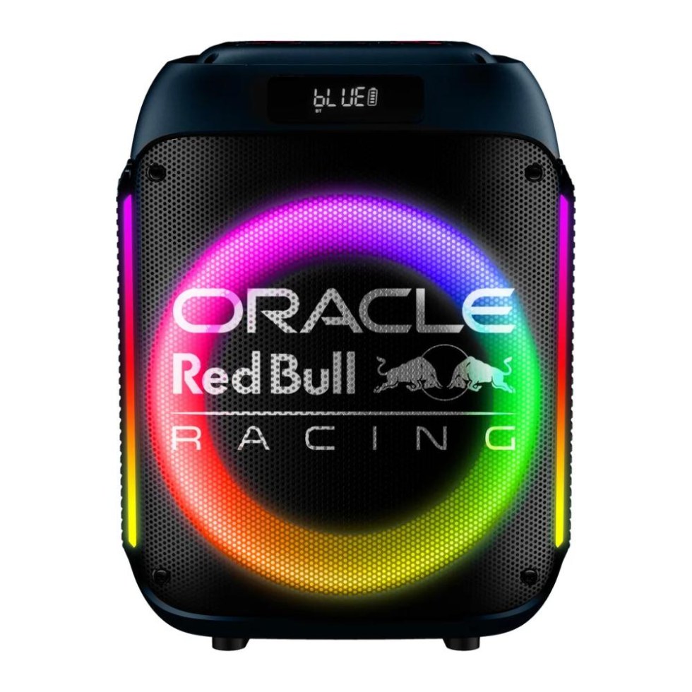 Oracle Red Bull Racing SK250 - Bluetooth party přenosný reproduktor s&nbsp;LED podsvícením, 40 W, USB, FM rádio, TWS a&nbsp;dálkové ovládání - Red Bull Racing doplňky