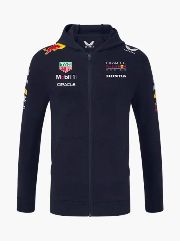 Red Bull Racing pánská mikina s&nbsp;kapucí official Teamline Replica zip navy F1 Team 2025 - Red Bull Racing mikiny, bundy