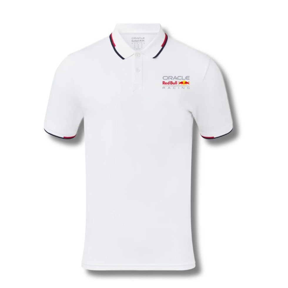 Red Bull Racing unisex polo tričko Core s barevným logem - bílé